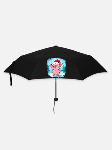 Piggy Christmas - Umbrella (small) - black