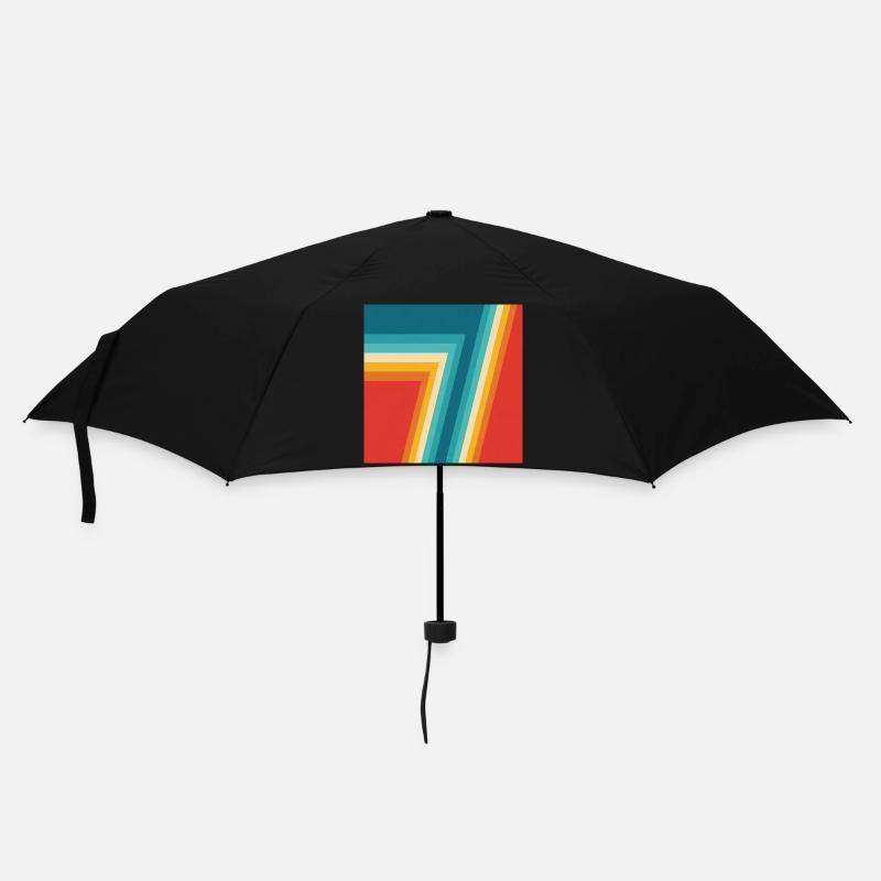  Colorful Retro Stripes Geometrie  - Regenschirm (klein) - Schwarz