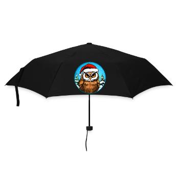 Eulen Weihnachten - Regenschirm (klein) - Schwarz - Vorne