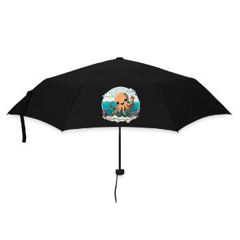Calmar heureux sur la plage - Parapluie standard - noir - Devant