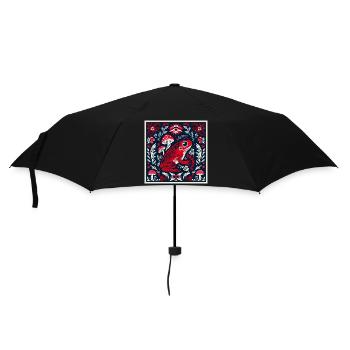 Mystical Frog with Mushrooms and Flowers – Folk Art - Umbrella (small) - black - Front
