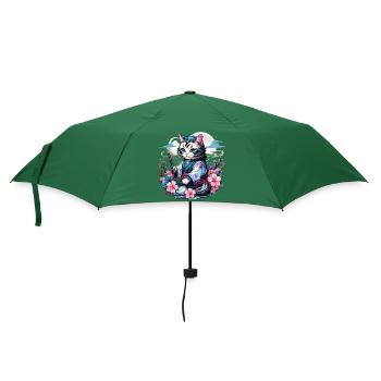 Japanese Kawaii Ninja Cat - Umbrella (small) - bottlegreen - Front