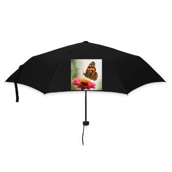 Butterfly on pink flower - Umbrella (small) - black - Front