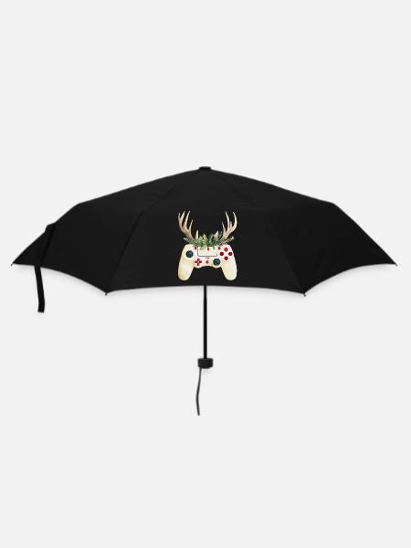 Weihnachtscontroller mit Hirschgeweih - Regenschirm (klein) - Schwarz