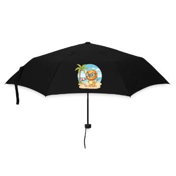 Lion mignon avec des lunettes vacances d’été à plage - Parapluie standard - noir - Devant