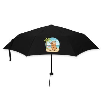 Cute Capybara with Glasses Beach Summer Vacation - Umbrella (small) - black - Front