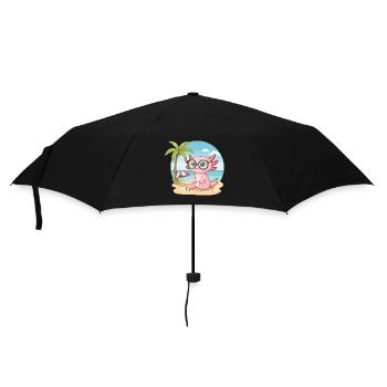 Cute Axolotl with Glasses Beach Summer Vacation - Umbrella (small) - black - Front