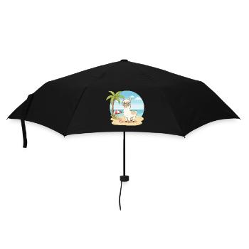 Cute Llama with Glasses Beach Summer Vacation - Umbrella (small) - black - Front