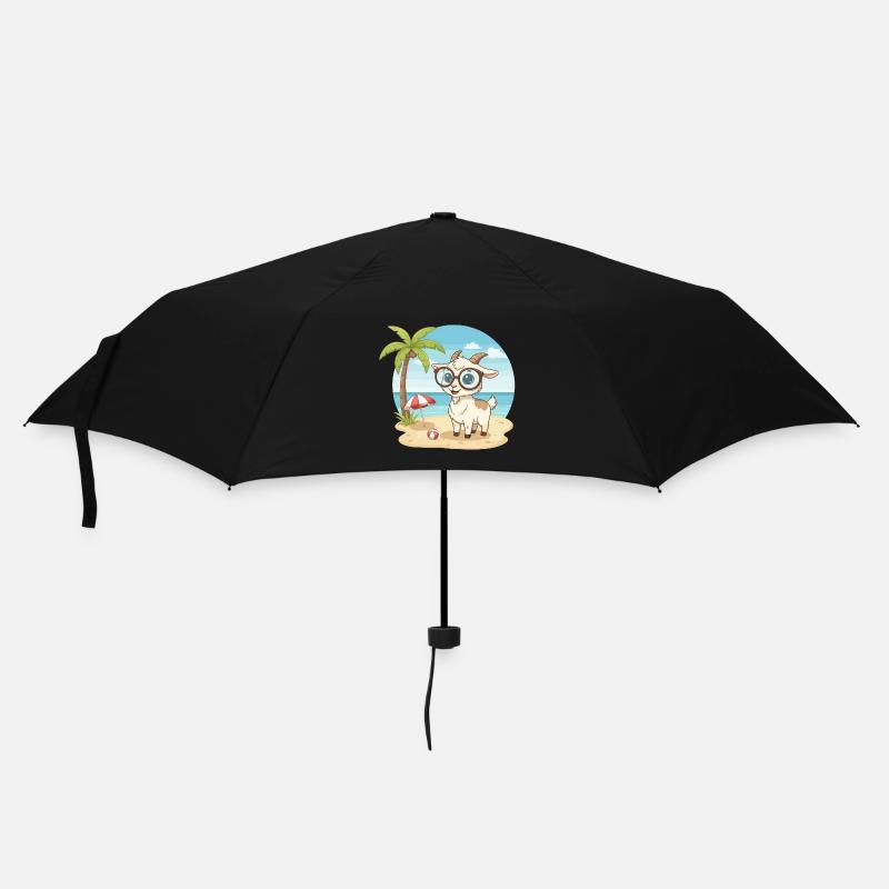 Süße Ziege mit Brille Strandsommerurlaub - Regenschirm (klein) - Schwarz