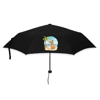 Vacances d’été sur la plage avec un joli cheval à lunettes - Parapluie standard - noir - Devant