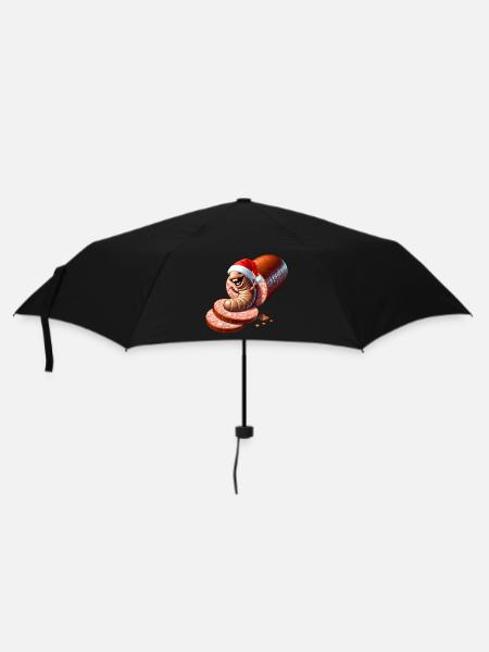 Caricature du Père Noël transformé en salami - Parapluie standard - noir