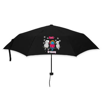 Winter Birds Cartoon – Funny Pecking Order - Umbrella (small) - black - Front