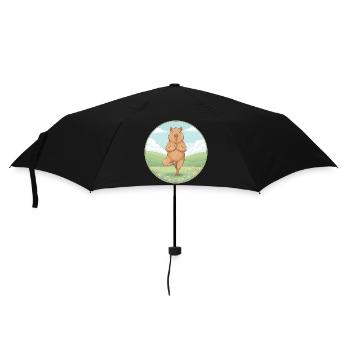 Zen Capybara Yoga Pose Mindfulness Art - Umbrella (small) - black - Front