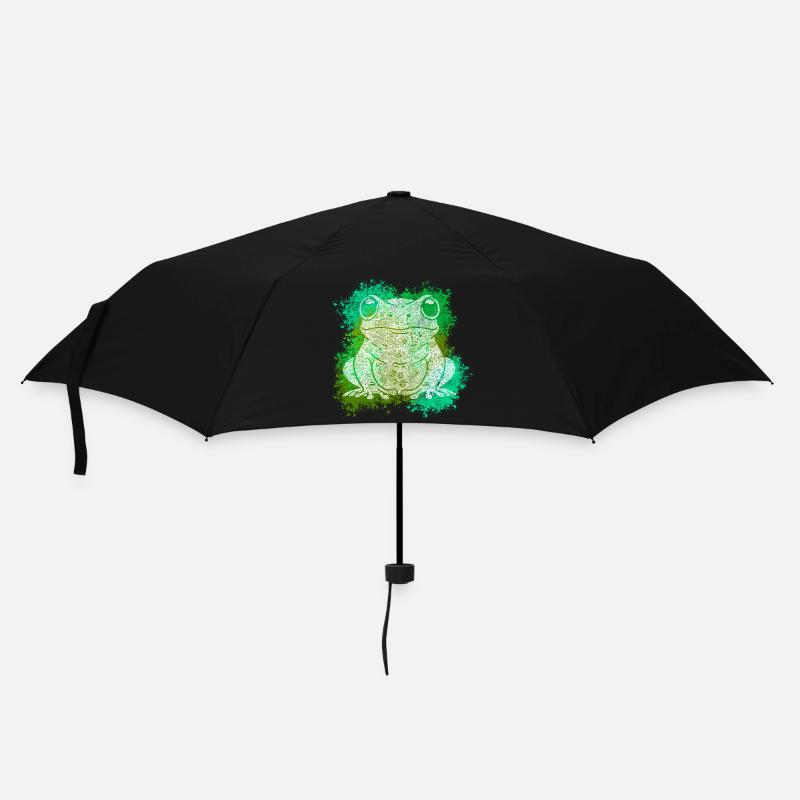 Zentangle-Frosch - Regenschirm (klein) - Schwarz