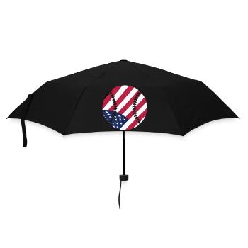 USA Patriotic Softball American Flag Sports Kunst - Regenschirm (klein) - Schwarz - Vorne