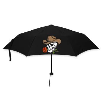Skelett Cowboy Rose - Regenschirm (klein) - Schwarz - Vorne