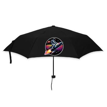 Astronaute sur fusée dans un coucher de soleil rétro - Parapluie standard - noir - Devant