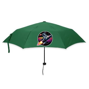 Astronaute sur fusée dans un coucher de soleil rétro - Parapluie standard - vert bouteille - Devant