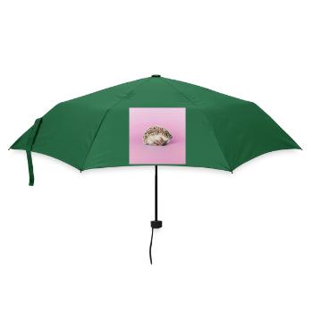 Hérisson endormi sur fond rose pâle - Parapluie standard - vert bouteille - Devant
