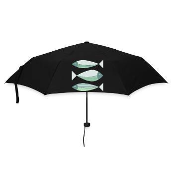 Illustrated Graphic Fish Green - Umbrella (small) - black - Front