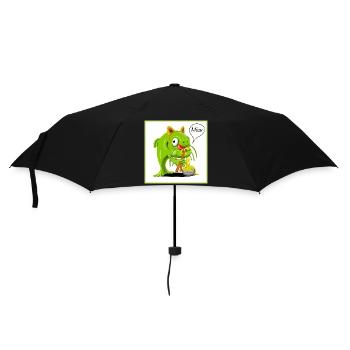 Catfish dressed as a cat slurping noodles - Umbrella (small) - black - Front