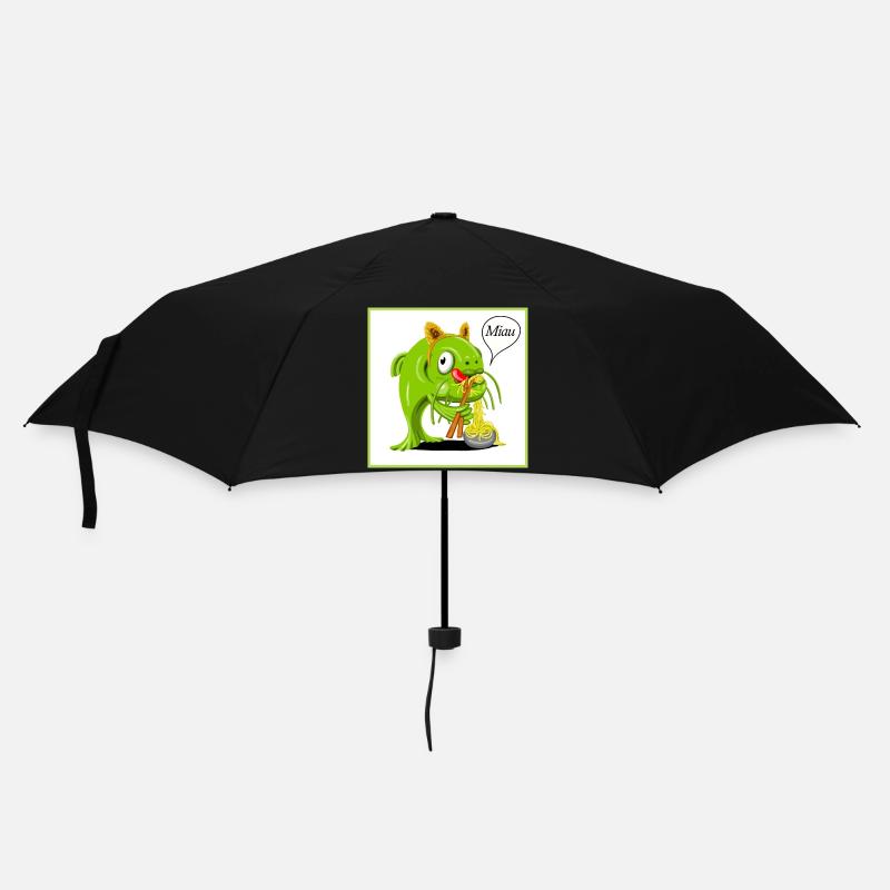 Katzenfisch als Katze verkleidet schlürft Nudeln  - Regenschirm (klein) - Schwarz