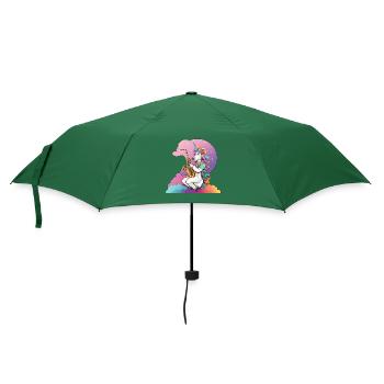 Saxophon Unicorn im Regenbogen - Regenschirm (klein) - Flaschengrün - Vorne