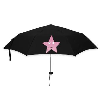 Pink Star with Smile - Umbrella (small) - black - Front
