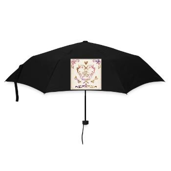 Elegantes Vintage Herz Ornament Design - Regenschirm (klein) - Schwarz - Vorne