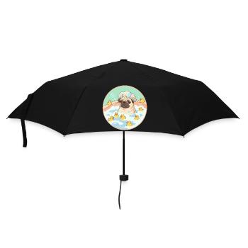Mopps beim Badespaß - Regenschirm (klein) - Schwarz - Vorne