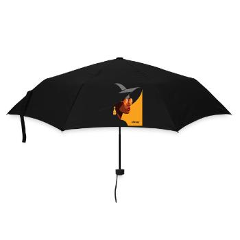 Elegante Frau mit Hut und Sonnenbrille - Regenschirm (klein) - Schwarz - Vorne