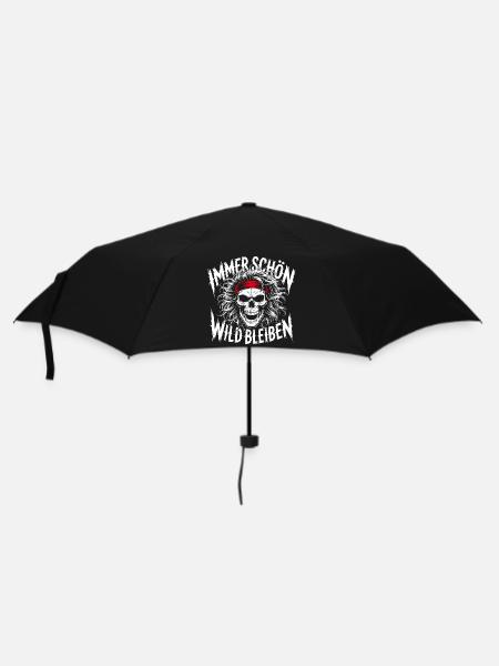 Immer Schön Wild Bleiben Skulldesign - Regenschirm (klein) - Schwarz