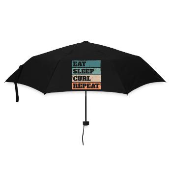 Eat Sleep Curl Repeat Retro Vintage Sport Look - Umbrella (small) - black - Front