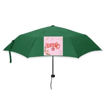 Lucky Neon Floral on Pink - Umbrella (small) - bottlegreen - Front