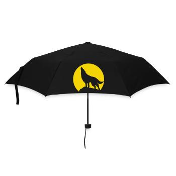 Mondsilhouette Wolfheulen - Regenschirm (klein) - Schwarz - Vorne