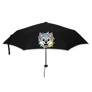 Wolf Head Cartoon Art - Umbrella (small) - black - Front