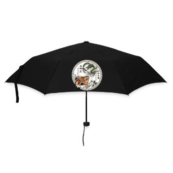 Tiger und Drache Asiatisch - Regenschirm (klein) - Schwarz - Vorne