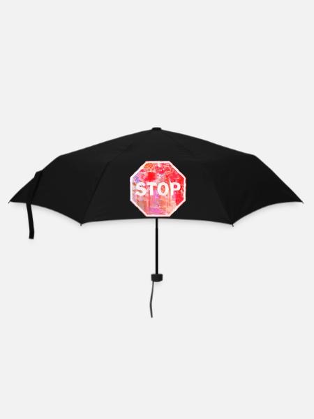 Grunge-Stoppschild - Regenschirm (klein) - Schwarz