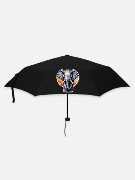 Elefanten-Sonnenuntergangsaufkleber - Regenschirm (klein) - Schwarz