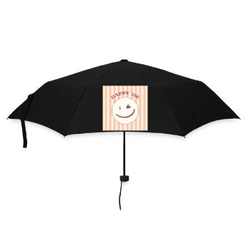 Smile on stripe pattern - Umbrella (small) - black - Front