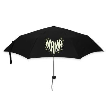 Mama Blütenherz - Regenschirm (klein) - Schwarz - Vorne