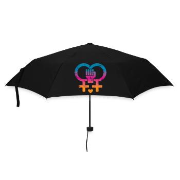 Frauenrechte Frauenpower - Regenschirm (klein) - Schwarz - Vorne