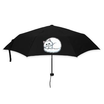 White Angora Cat Blue Eyes Coiled Cute - Umbrella (small) - black - Front