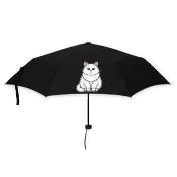 White Cat Fluffy Blue Eyes Majestic Portrait - Umbrella (small) - black - Front