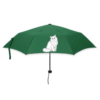 Chat Blanc Angora Yeux Vairons Portrait Élégant - Parapluie standard - vert bouteille - Devant