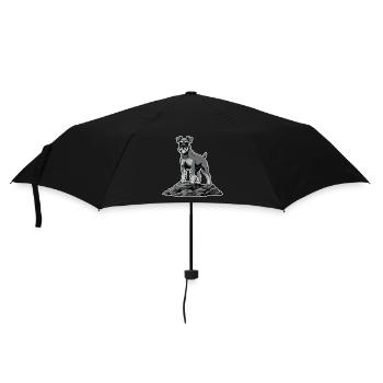 Schnauzer Dog on Rock Proud Bearded Portrait - Umbrella (small) - black - Front