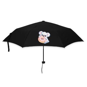 Kuschelkoala mit Donut - Regenschirm (klein) - Schwarz - Vorne