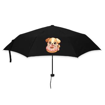 Petit chien et beignet - Parapluie standard - noir - Devant