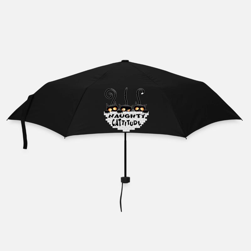 "Naughty Cattitude" Funny three Cute Black Cats  - Umbrella (small) - black