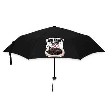 Liebe klingt bei mir so – Frenchie - Regenschirm (klein) - Schwarz - Vorne